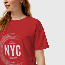 Футболка оверсайз женская Районы Нью-Йорка, цвет: красный — фото 2