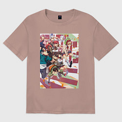 Футболка оверсайз женская Дандадан: Момо Аясэ, цвет: пыльно-розовый