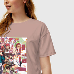 Футболка оверсайз женская Дандадан: Момо Аясэ, цвет: пыльно-розовый — фото 2