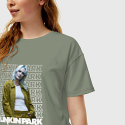 Футболка оверсайз женская Linkin Park Emily Armstrong, цвет: авокадо — фото 2