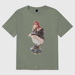 Футболка оверсайз женская Момо Аясэ НЛО, цвет: авокадо