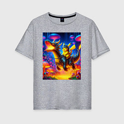 Футболка оверсайз женская Рыцарь Пикачу на боевом драконе - нейроарт, цвет: меланж