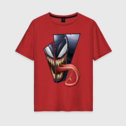 Футболка оверсайз женская Venom with tongue sticking out, цвет: красный