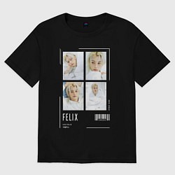 Футболка оверсайз женская Felix stray kids cute, цвет: черный