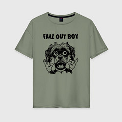 Футболка оверсайз женская Fall Out Boy - rock dog, цвет: авокадо