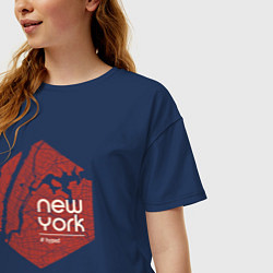 Футболка оверсайз женская New York hyped, цвет: тёмно-синий — фото 2
