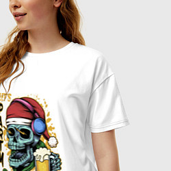 Футболка оверсайз женская Skull Santa, цвет: белый — фото 2