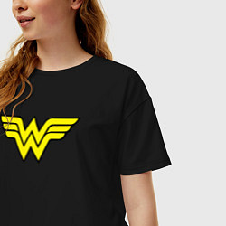 Футболка оверсайз женская Wonder woman logo, цвет: черный — фото 2