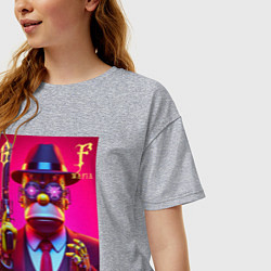 Футболка оверсайз женская Cyber godfather Homer Simpson - mafia, цвет: меланж — фото 2