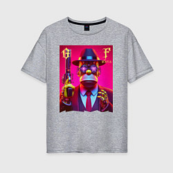 Женская футболка оверсайз Cyber godfather Homer Simpson - mafia