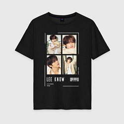 Футболка оверсайз женская Lee know stray kids cute, цвет: черный