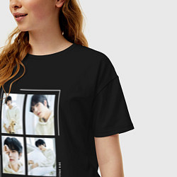 Футболка оверсайз женская Seungmin stray kids cute, цвет: черный — фото 2