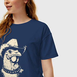 Футболка оверсайз женская Курица ковбой, цвет: тёмно-синий — фото 2