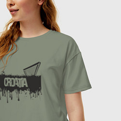 Футболка оверсайз женская Футбол - Хорватия, цвет: авокадо — фото 2