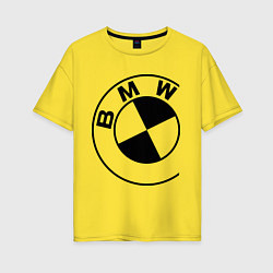 Футболка оверсайз женская БМВ значок, цвет: желтый