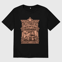 Футболка оверсайз женская Хогвартс экспресс, цвет: черный