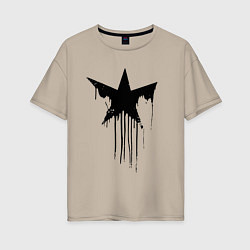 Футболка оверсайз женская Black blot star - minimalism, цвет: миндальный