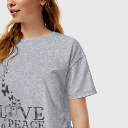 Футболка оверсайз женская Love peace yoga, цвет: меланж — фото 2