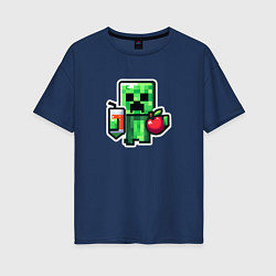 Женская футболка оверсайз Minecraft крипер с маком