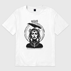 Футболка оверсайз женская Ведьма не стареет с вороном, цвет: белый