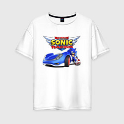 Футболка оверсайз женская Cool hedgehog - Sonic racing team, цвет: белый