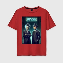 Футболка оверсайз женская Rick and Morty godfathers of the multiverse, цвет: красный