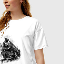Футболка оверсайз женская Прибытие паровоза, цвет: белый — фото 2