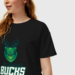 Футболка оверсайз женская Milwaukee Bucks NBA, цвет: черный — фото 2
