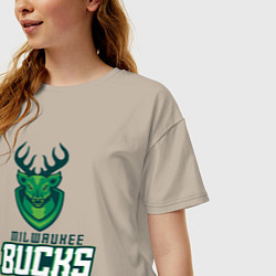 Футболка оверсайз женская Milwaukee Bucks NBA, цвет: миндальный — фото 2