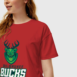 Футболка оверсайз женская Milwaukee Bucks NBA, цвет: красный — фото 2