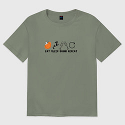 Футболка оверсайз женская Планы на Новый год - eat sleep drink repiat, цвет: авокадо