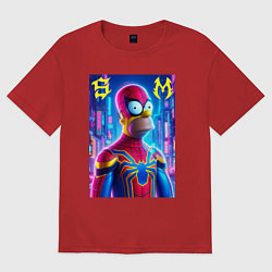 Женская футболка оверсайз Homer Simpson and Spider man - collaboration