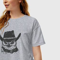 Футболка оверсайз женская Сова ковбой, цвет: меланж — фото 2
