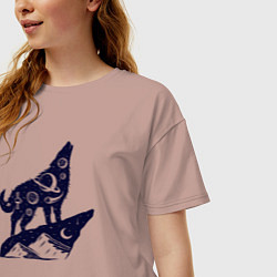 Футболка оверсайз женская Космический волк, цвет: пыльно-розовый — фото 2