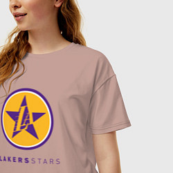 Футболка оверсайз женская Lakers stars, цвет: пыльно-розовый — фото 2