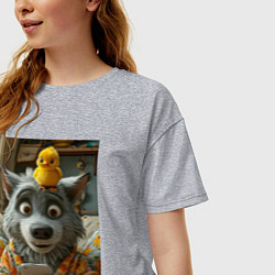 Футболка оверсайз женская Волк и цыпа, цвет: меланж — фото 2