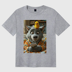 Футболка оверсайз женская Волк и цыпа, цвет: меланж
