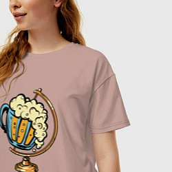 Футболка оверсайз женская Пивной глобус, цвет: пыльно-розовый — фото 2