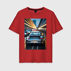 Женская футболка оверсайз Porsche 911 в городе