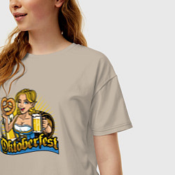 Футболка оверсайз женская Oktoberfest girl, цвет: миндальный — фото 2