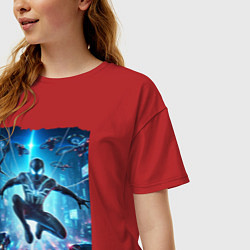Футболка оверсайз женская Spider man - cyberpunk fantasy, цвет: красный — фото 2