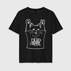 Футболка оверсайз женская Dead by April - cat rock, цвет: черный