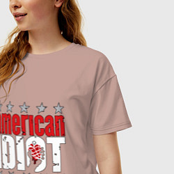 Футболка оверсайз женская Green Day - american idiot, цвет: пыльно-розовый — фото 2