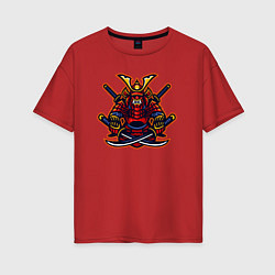 Футболка оверсайз женская Angry samurai, цвет: красный
