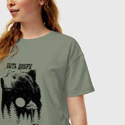 Футболка оверсайз женская Обережный тотем медведя - быть добру, цвет: авокадо — фото 2