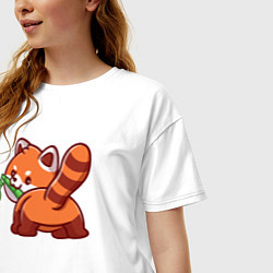 Футболка оверсайз женская Игривая красная панда, цвет: белый — фото 2