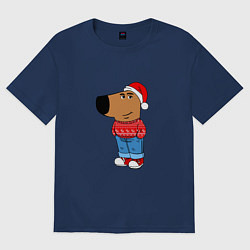 Футболка оверсайз женская Чиловый парень- новогодний, цвет: тёмно-синий