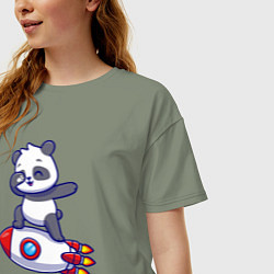 Футболка оверсайз женская Rocket panda, цвет: авокадо — фото 2