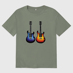 Футболка оверсайз женская Яркие гитары, цвет: авокадо