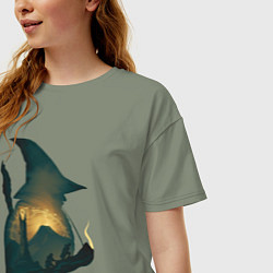 Футболка оверсайз женская Силуэт Гендальфа - Властелин колец, цвет: авокадо — фото 2